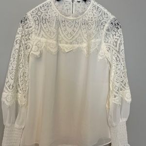 White House Black Market, Ivory Lace blouse Size small